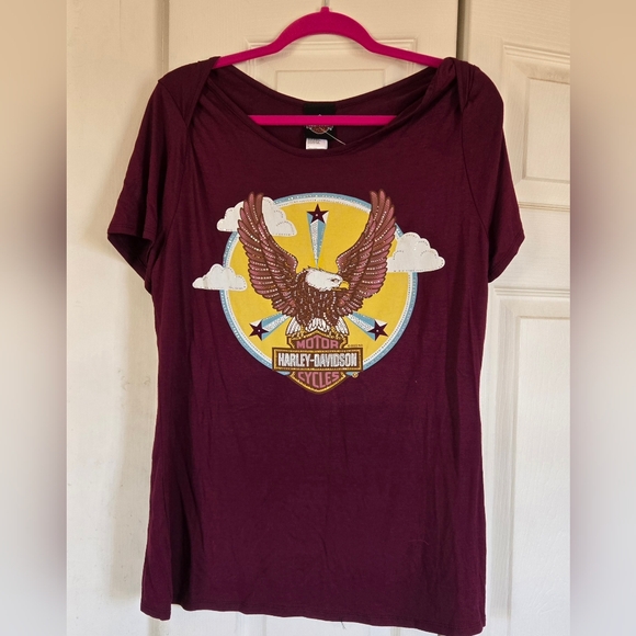 Harley-Davidson Purple Graphic Embellished T-Shirt 1X - Picture 1 of 4